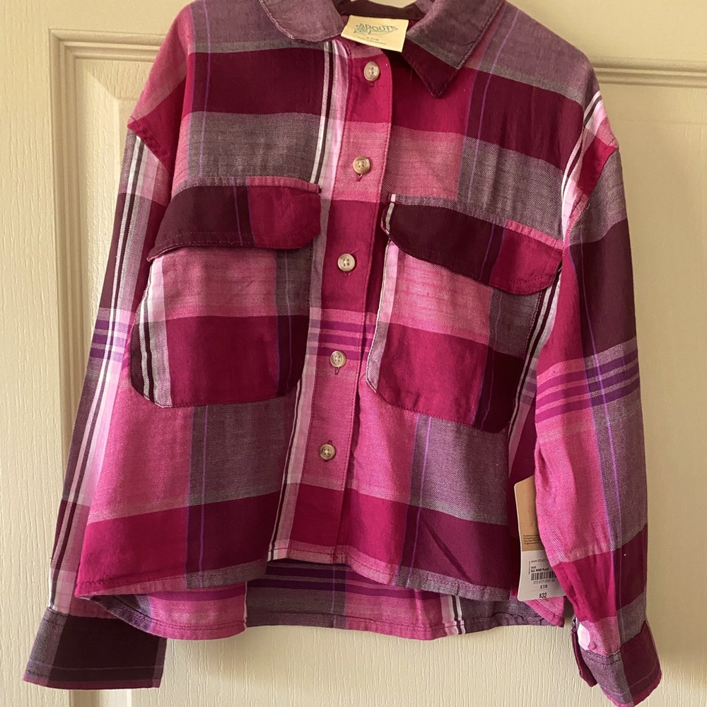 ThereAbouts Girls Button Down Plaid Shirt Size 7/8